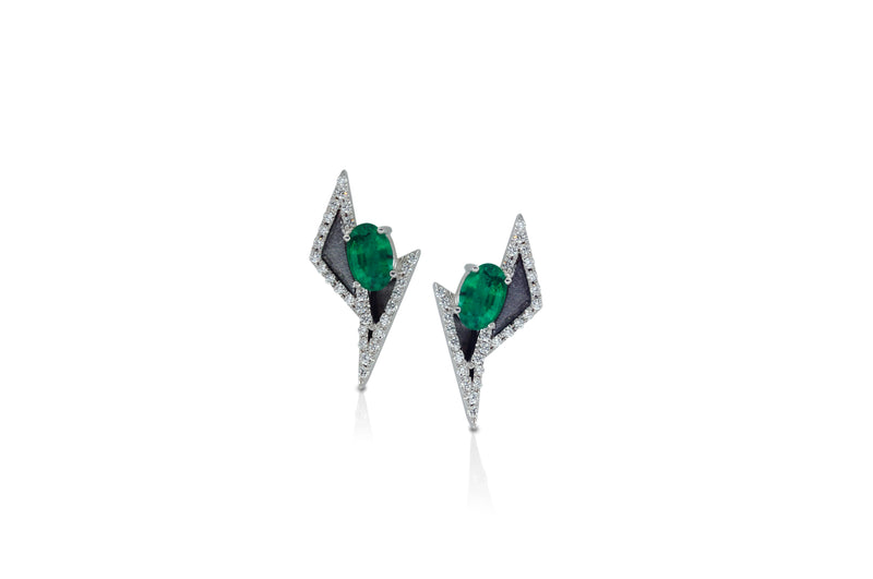 GEOART TT MINI EMERALD DIAMOND STUDS