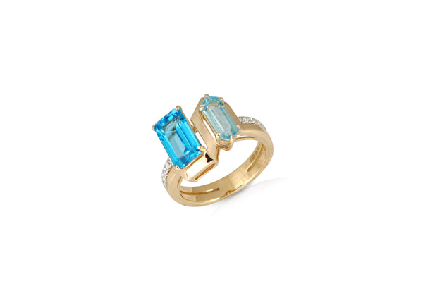 GeoArt DUO R-Bullet Blue Topaz Ring