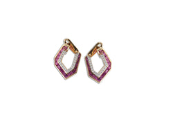 Origami Link no.5 Pink Sapphire & Diamond Earrings (Petite)