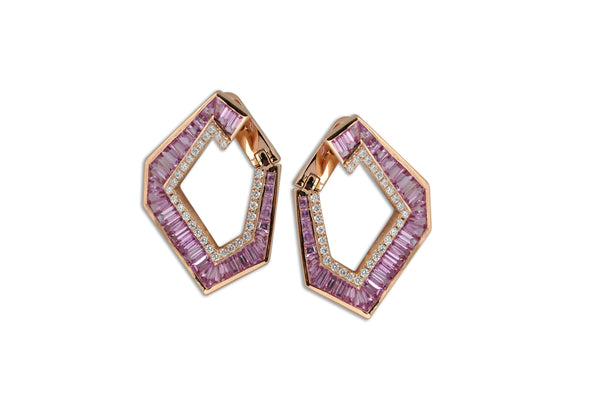 Origami Link no.5 Purple Sapphire & Diamond Earrings (Grande)