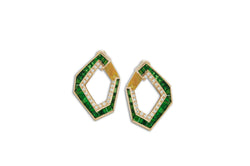 Origami Link no.5 Tsavorite Garnet & Diamond Earrings (Medium)