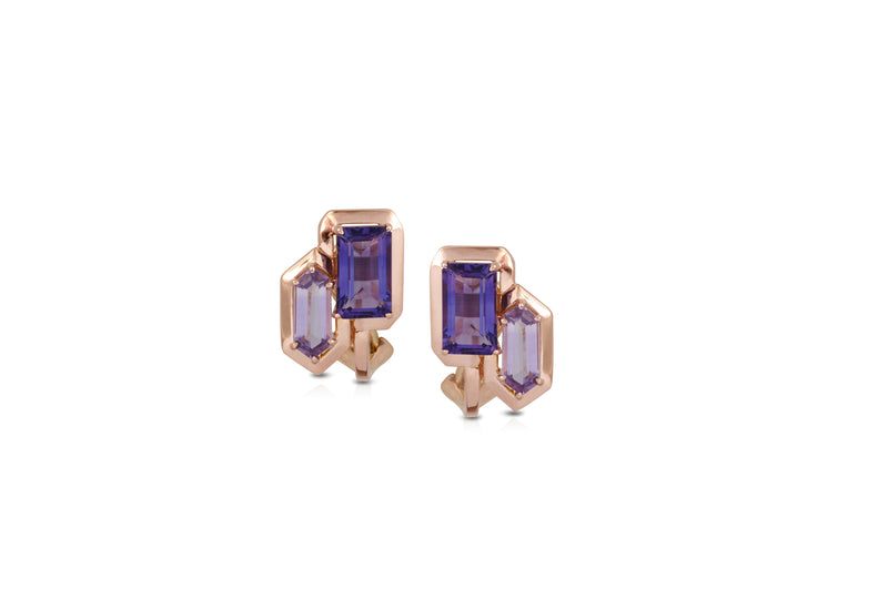 GeoArt DUO R-Bullet Blue Topaz Earrings