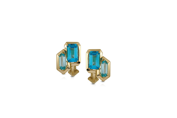 GeoArt DUO R-Bullet Blue Topaz Earrings