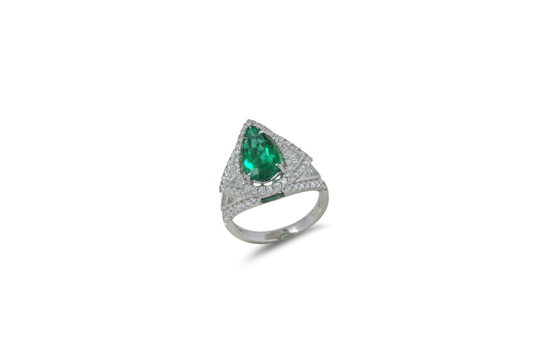 Origami Emerald Diamond Ring