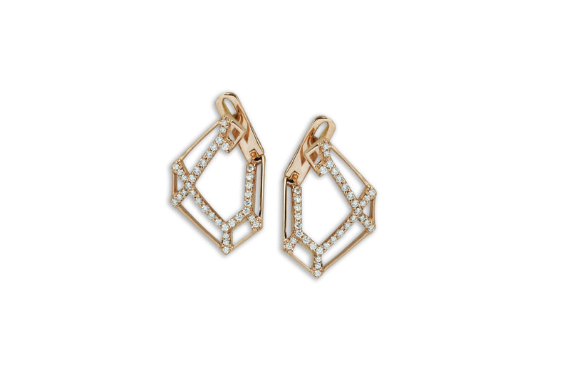 Origami Link no.5 Skeleton Diamond Earrings Medium