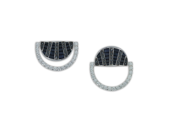 Twist Reflection Diamond Stud Ear Jacket Earrings