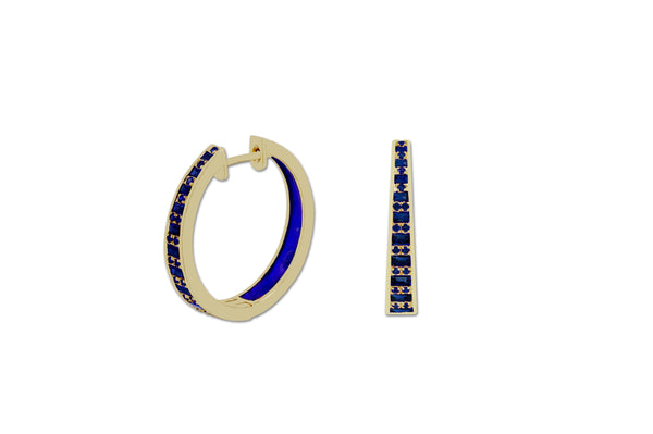 The Twist Sapphire Enamel Hoop Earrings