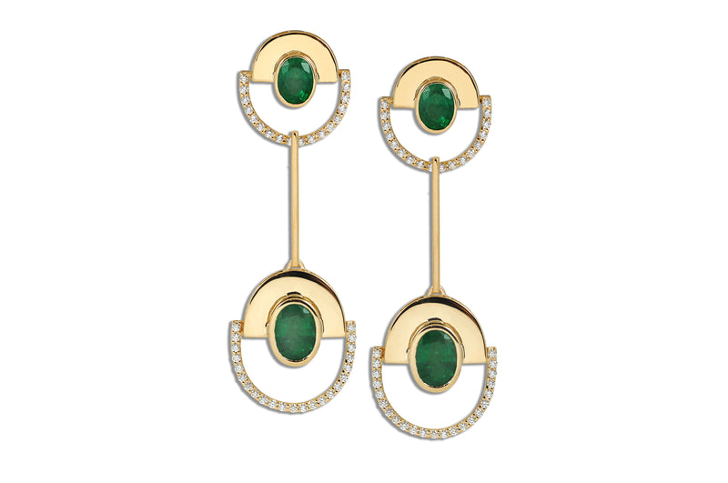 Twist Reflection Isla Oval Emerald Diamond Earrings