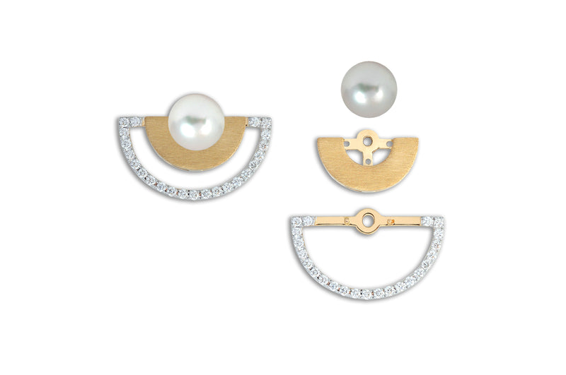 Twist Reflection Isla Akoya Pearl Double Jacket Earrings