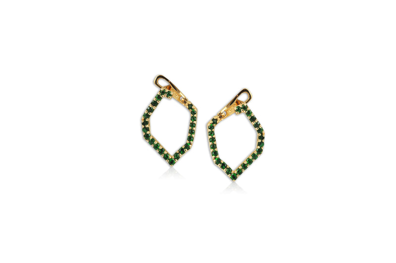 Origami Skinny Single Link no.5  Tsavorite Earrings