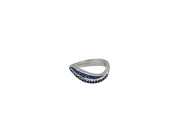 Talay Duo Wave Blue Sapphire Ring in White Gold