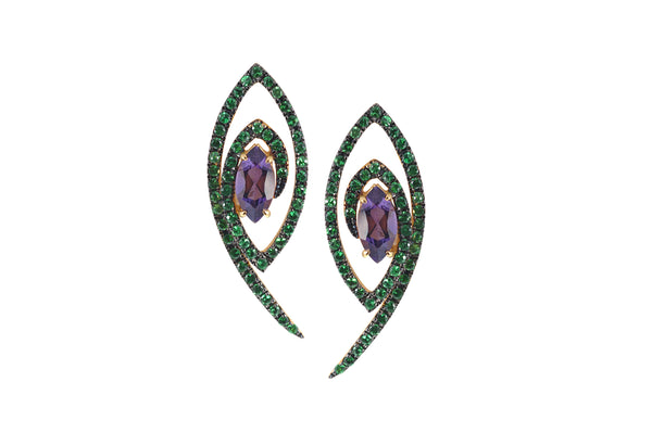 Talisman: The Eye Amethyst, Tsavorite Earrings