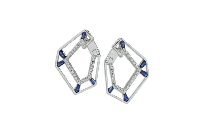 Origami Link no.5 Skeleton Sapphire & Diamond Earrings Grande