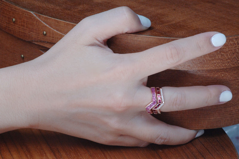 Origami Ziggy Pink Sapphire Ring in Rose Gold