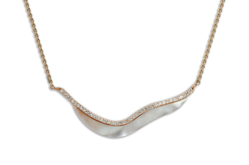 Talay Wave 19 Mother-Of-Pearl Diamond Necklace in Rose Gold