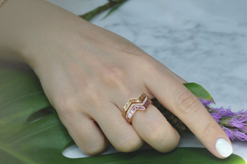 Origami Ziggy Step Pink Sapphire Ring