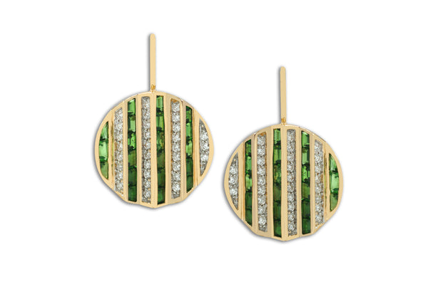 Agamo 2.0 Tsavorite & Diamond Hanging Earrings in Yellow Gold