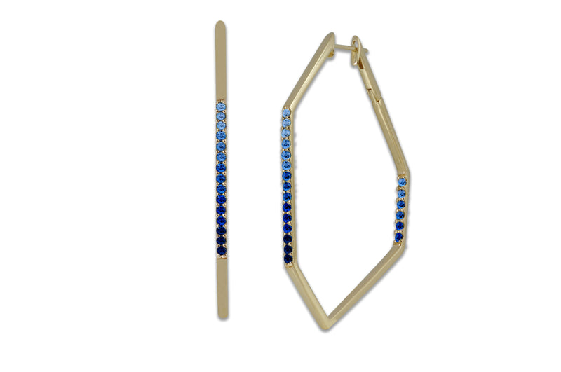 Origami Link no.5 Ombre Sapphire Hoop Earrings Grande