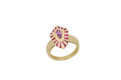 Twist Shield  Purple Sapphire Ring set in Rose Gold