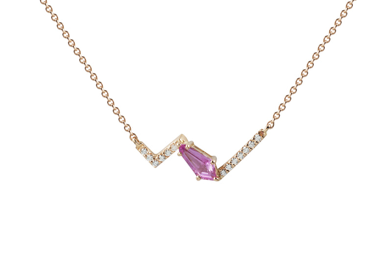 Origami Ziggy Jazz Pink Sapphire Necklace