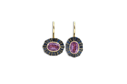 Classic 64 Twist Oval Purple Sapphire & Blue Sapphire Earrings