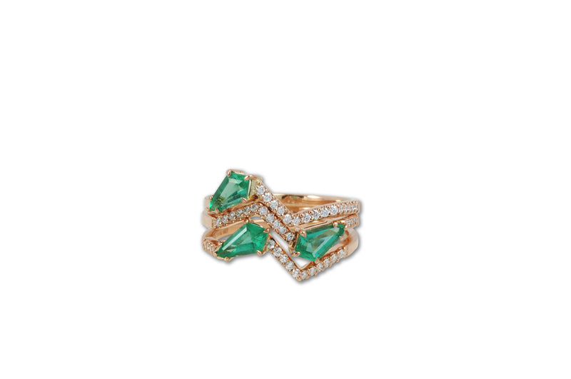 Origami Ziggy Jazz Emerald and Diamond Ring