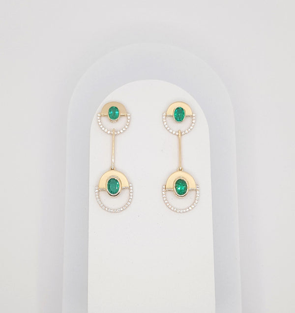 Twist Reflection Isla Oval Emerald Diamond Earrings