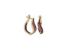 Talay Wave Duo Twist Ruby Pink Sapphire Hoop Earrings (small)