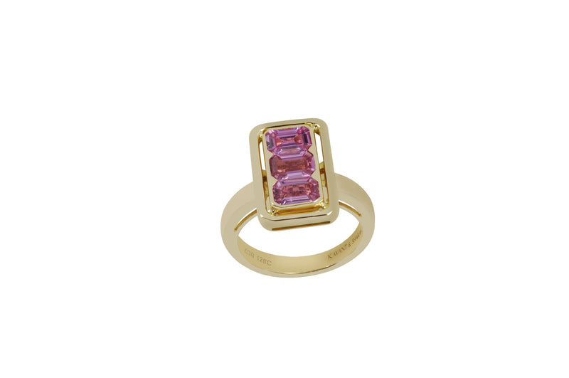Twist Trilogy Pink Sapphire Ring set in Yellow Gold
