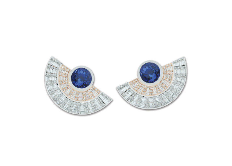 Twist Reflection Tanzanite Diamond Double Jacket Earrings