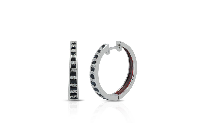 The Twist Black Sapphire Diamond Enamel Hoop Earrings