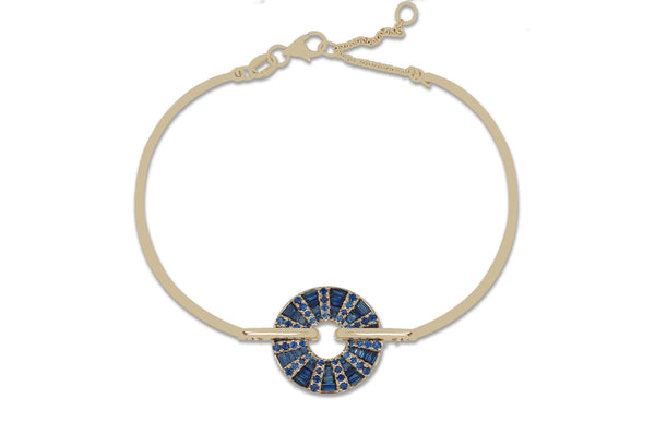 Twist Kaleidoscope Blue Sapphire Bracelet set in Yellow Gold
