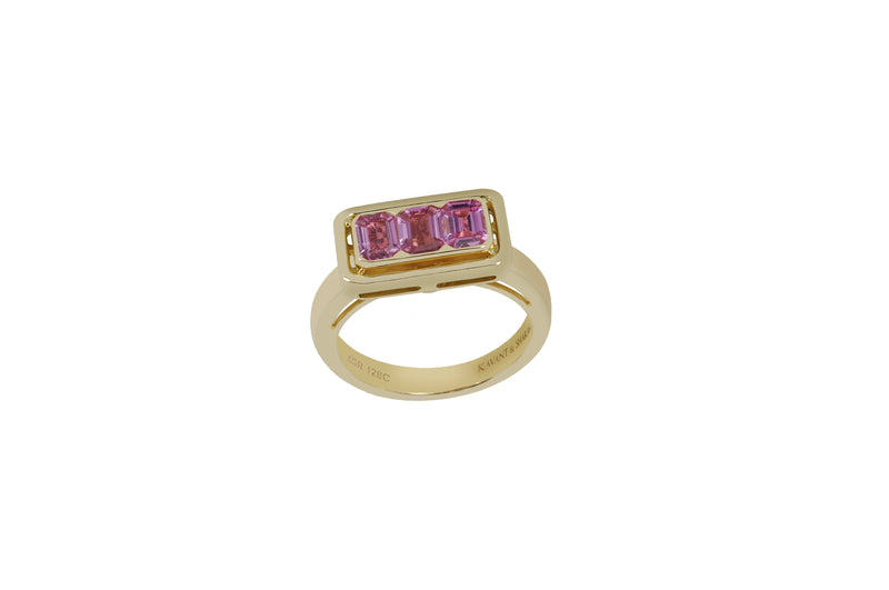 Twist Trilogy Pink Sapphire Ring set in Yellow Gold