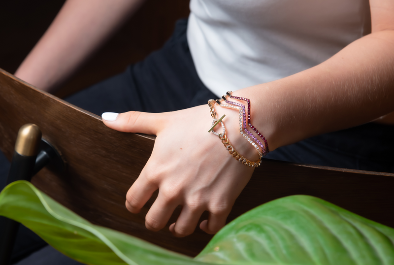 Origami Ziggy Pave Purple Sapphire Bangle