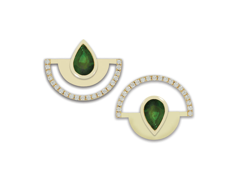 Twist Reflection Isla Pear Emerald Diamond Ear Jacket Earrings