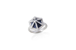 GeoArt Basic Hexagon Sapphire and Diamond Ring