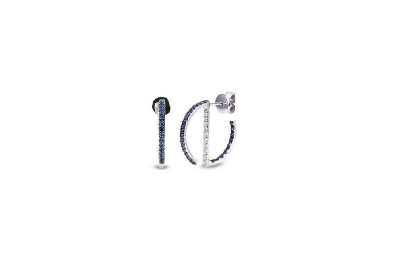 GeoArt Round Mini Hoop Sapphire & Diamond Earrings