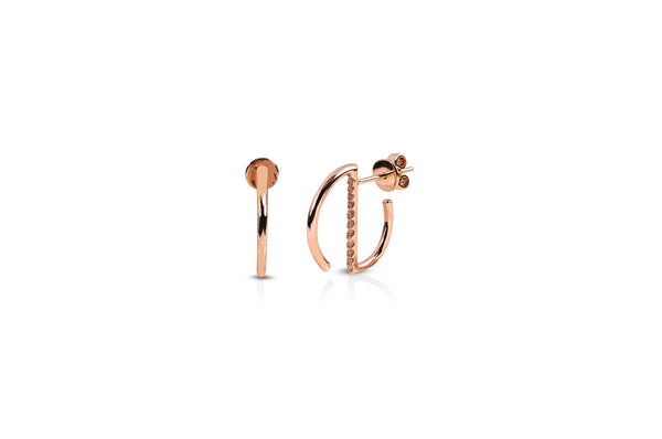 GeoArt Round Mini Hoop Diamond Earrings in Rose Gold