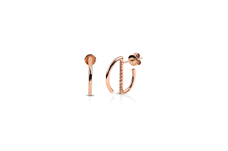 GeoArt Round Mini Hoop Diamond Earrings in Rose Gold