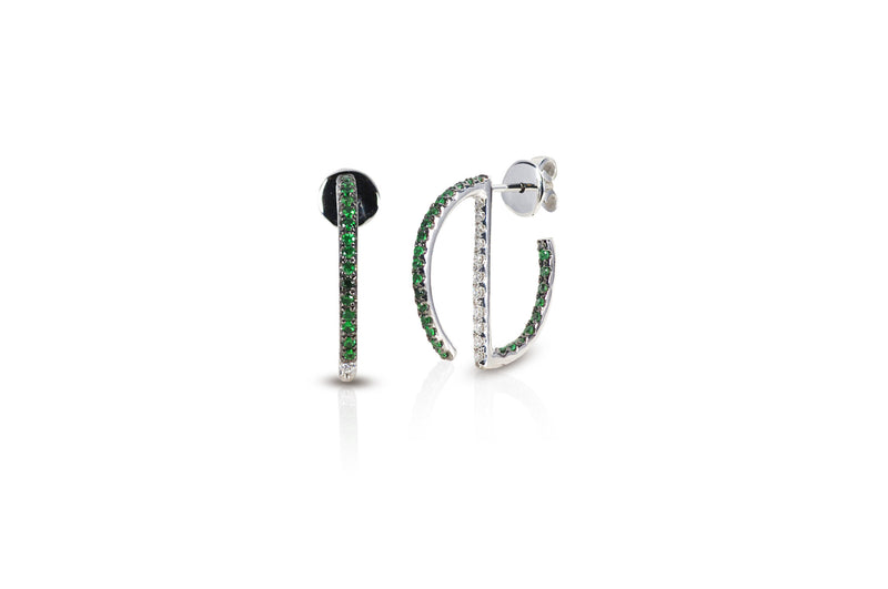 GeoArt Round Mini Hoop Tsavorite Earrings