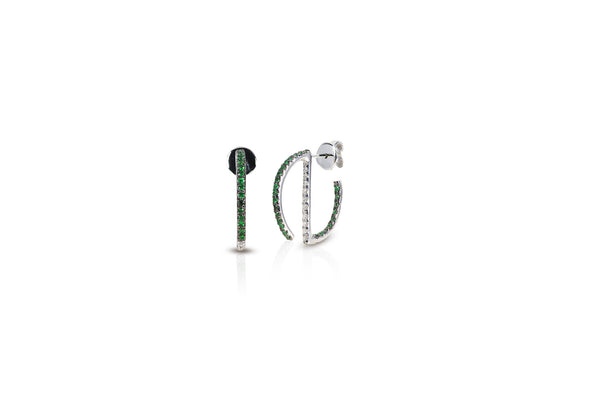 GeoArt Round Mini Hoop Tsavorite Earrings