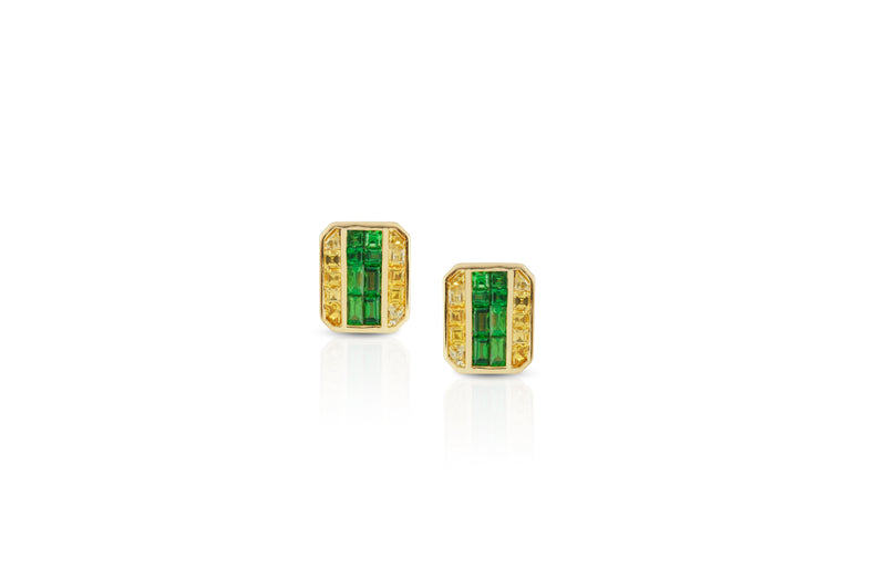 GeoArt Back to Basics Emerald Puzzle Stud Earrings