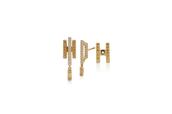 GeoArt Happy Movement Yellow Sapphire Ear Jacket Earrings