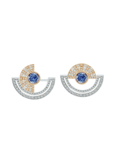 Twist Reflection Blue Sapphire Diamond Double Jacket Earrings