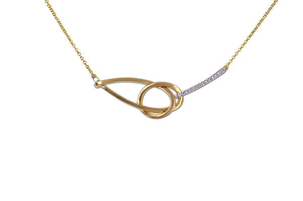 Talisman: Eternity Knot Diamond Necklace in Brushed Gold