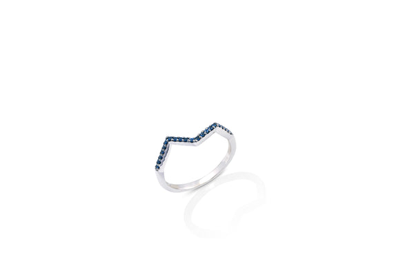 Origami Ziggy Micro Ring in Blue Sapphire