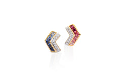 Origami Ziggy V Mini Stud Sapphire & Diamond Earrings