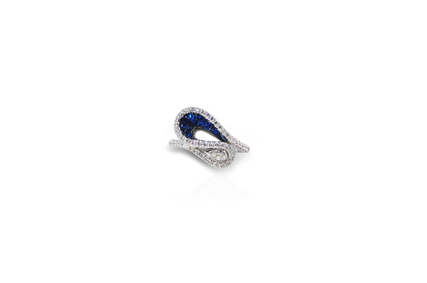 Talay Wave Invi-Drop Sapphire and Diamond Ring
