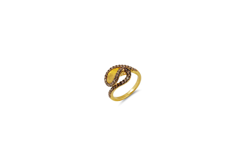 Talay Mini Wave Brushed Gold Diamond Ring
