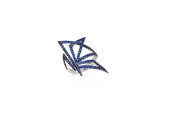 Origami Butterfly Silhouette Blue Sapphire Ring